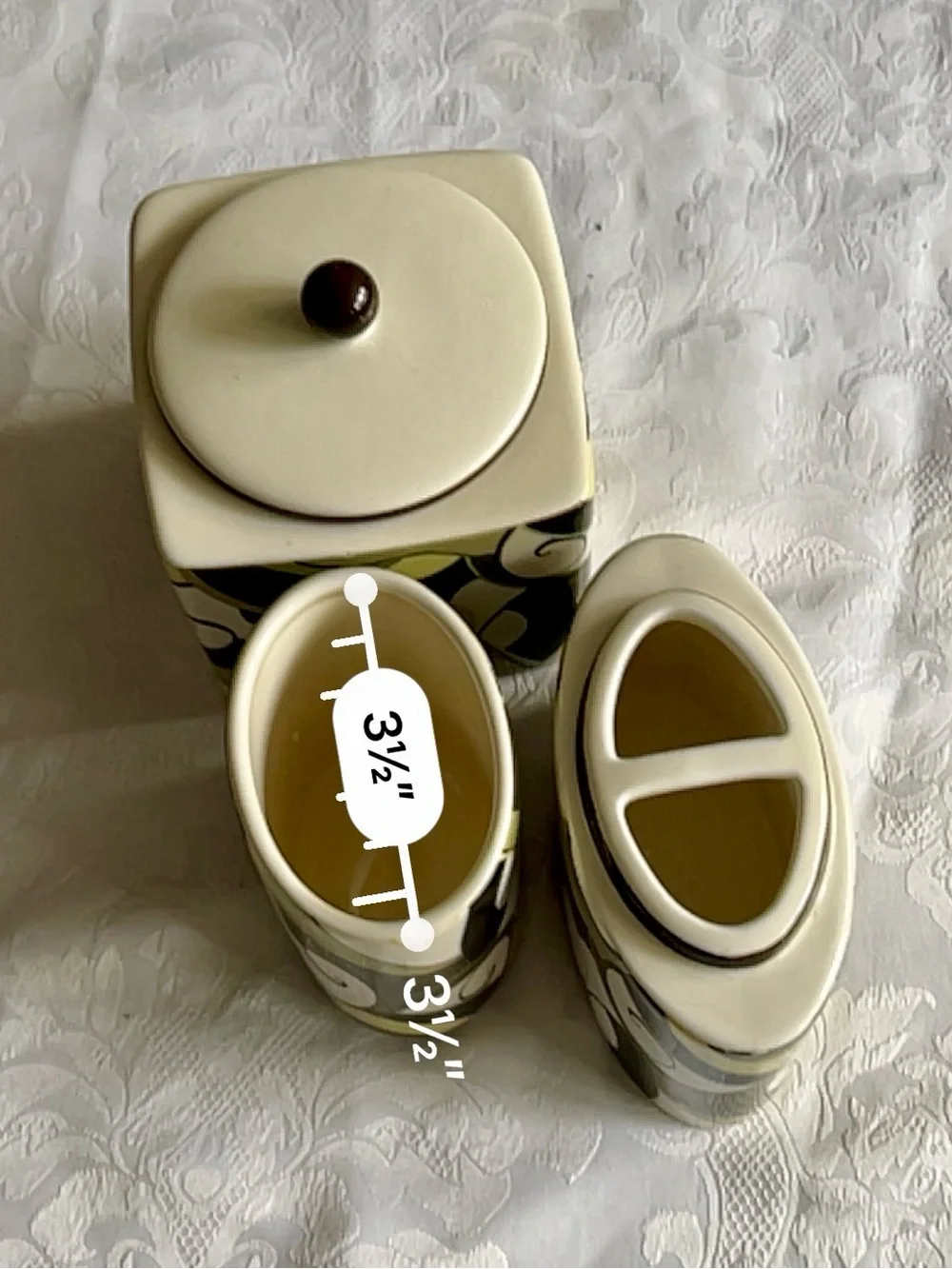 Ceramic Countertop Bathroom Set in Cream and Olive Green